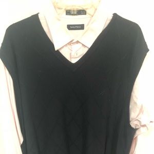 Men’s nautica vest and pink dress shirt